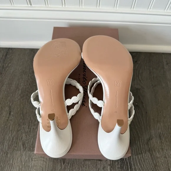 Gianvito Rossi White Leather Strappy Sandals Mules Heels - Picture 12 of 13